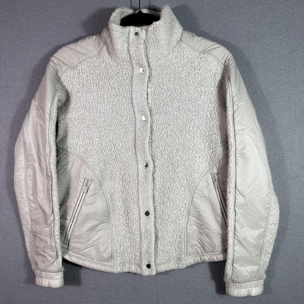 Lululemon Jacket Womens 4 Gray Sherpa Fleece Full Zip Short Warm Winter Coat